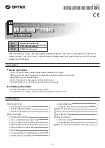 Preview for 1 page of Optex VX Infinity Series Installation Instructions Manual