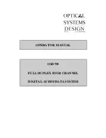 Preview for 1 page of Optical Systems Design OSD730 Operator'S Manual