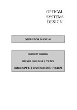 Preview for 1 page of Optical Systems Design OSD8327 Series Operator'S Manual