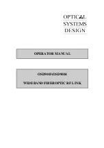 Preview for 1 page of Optical Systems Design OSD9003 Operator'S Manual