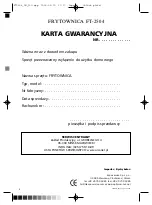 Preview for 2 page of Optimum FT-2504 Operating Instructions Manual