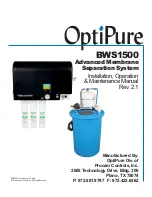 OptiPure BWS1500 Installation, Operation & Maintenance Manual предпросмотр