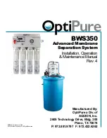 Preview for 1 page of OptiPure BWS350 Installation, Operation & Maintenance Manual