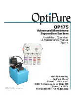 Предварительный просмотр 1 страницы OptiPure OP175 Installation, Operation & Maintenance Manual