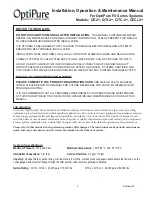 Preview for 1 page of OptiPure QT-2+ Installation, Operation & Maintenance Manual