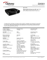 Optoma DX551 Specifications предпросмотр