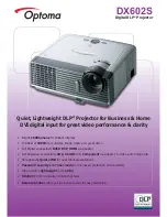 Предварительный просмотр 1 страницы Optoma DX602S Specifications