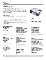 Предварительный просмотр 1 страницы Optoma EP729 Datasheet