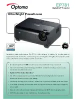 Предварительный просмотр 1 страницы Optoma EP781 Specifications