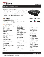 Optoma GT720 Datasheet предпросмотр