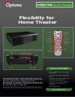 Предварительный просмотр 1 страницы Optoma HD6700 Specifications