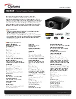 Optoma HD808 Datasheet предпросмотр