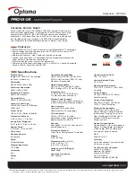 Предварительный просмотр 1 страницы Optoma Optoma PRO150S Datasheet