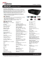 Optoma PRO350W Datasheet preview