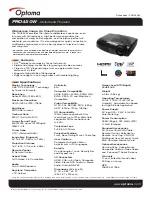 Preview for 1 page of Optoma PRO450W Datasheet