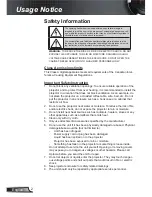 Preview for 2 page of Optoma Projector with lens cover User Manual