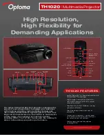 Preview for 1 page of Optoma TH1020 Specifications