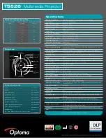 Preview for 2 page of Optoma TS526 Specifications