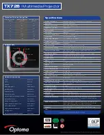 Preview for 2 page of Optoma TX728 Specifications