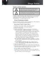 Предварительный просмотр 3 страницы Optoma X605 User Manual Manual