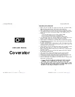 Preview for 1 page of Opus Coverator User Manual