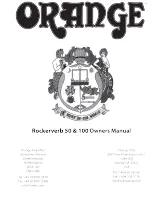 ORANGE Rockerverb 50 Owner'S Manual preview