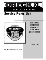 Oreck BB1000DC Service Parts List preview