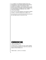 Предварительный просмотр 12 страницы Oreck BB2000 Series User Manual