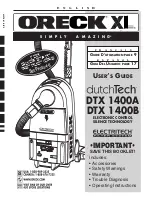 Oreck DTX1400 User Manual preview