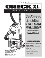 Предварительный просмотр 9 страницы Oreck DTX1400 User Manual