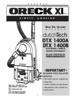 Предварительный просмотр 17 страницы Oreck DTX1400 User Manual