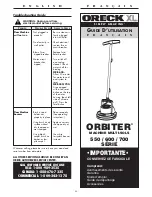 Предварительный просмотр 12 страницы Oreck ORBITER 550 Series User Manual