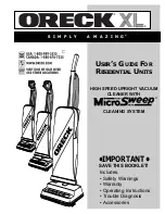 Oreck Upright Bag Vacuum Cleaner User Manual preview