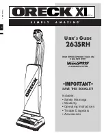 Oreck XL 2635RH User Manual preview