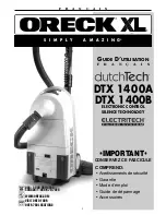 Предварительный просмотр 9 страницы Oreck XL SIMPLY AMAZING dutchTech DTX 1400A User Manual