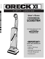 Preview for 1 page of Oreck XL U2007RH User Manual