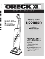 Oreck XL U2200RD User Manual preview