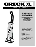 Preview for 1 page of Oreck XL U2505RH User Manual