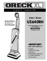 Предварительный просмотр 1 страницы Oreck XL U2640RH User Manual