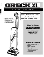 Oreck XL U3640RH User Manual preview