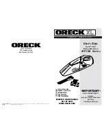 Oreck XL Zip Vac Ultra ZIP100 Series User Manual preview