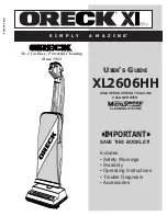 Oreck XL2606HH User Manual preview