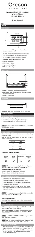 Oregon Scientific RM938 User Manual preview