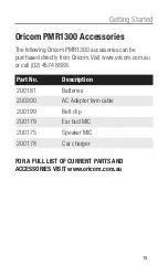 Preview for 16 page of Oricom PMR1300 Operating Instructions Manual