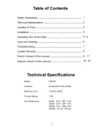 Preview for 3 page of Orien FSW36 Use And Care Manual