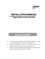 Предварительный просмотр 1 страницы Orient BTP-R880NP Installation Manual