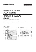 Oriental motor AXH Series Operating Manual preview