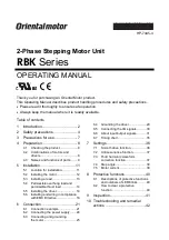 Oriental motor RBK Series Operating Manual предпросмотр