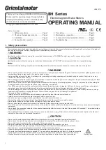 Orientalmotor BH Series Operating Manual preview