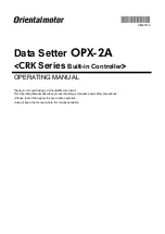 Preview for 1 page of Orientalmotor OPX-2A Operating Manual